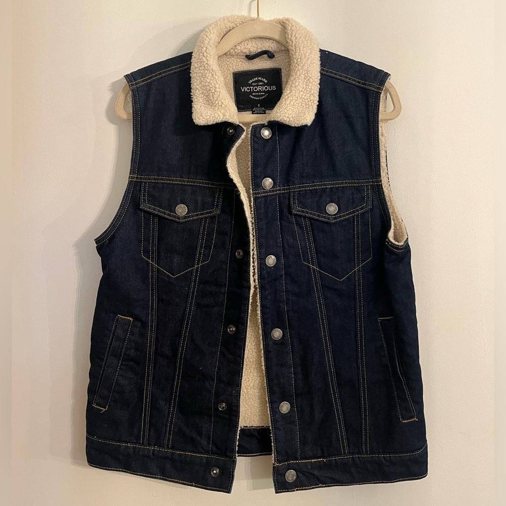 Victorious Denim Vest with Sherpa Lining